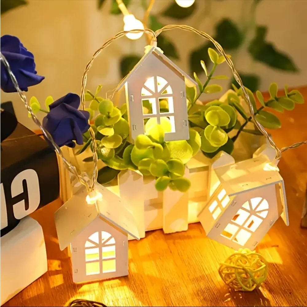 Christmas Strand Light, Mini Cabin Christmas Lights, Mini Cabin Holiday Lights